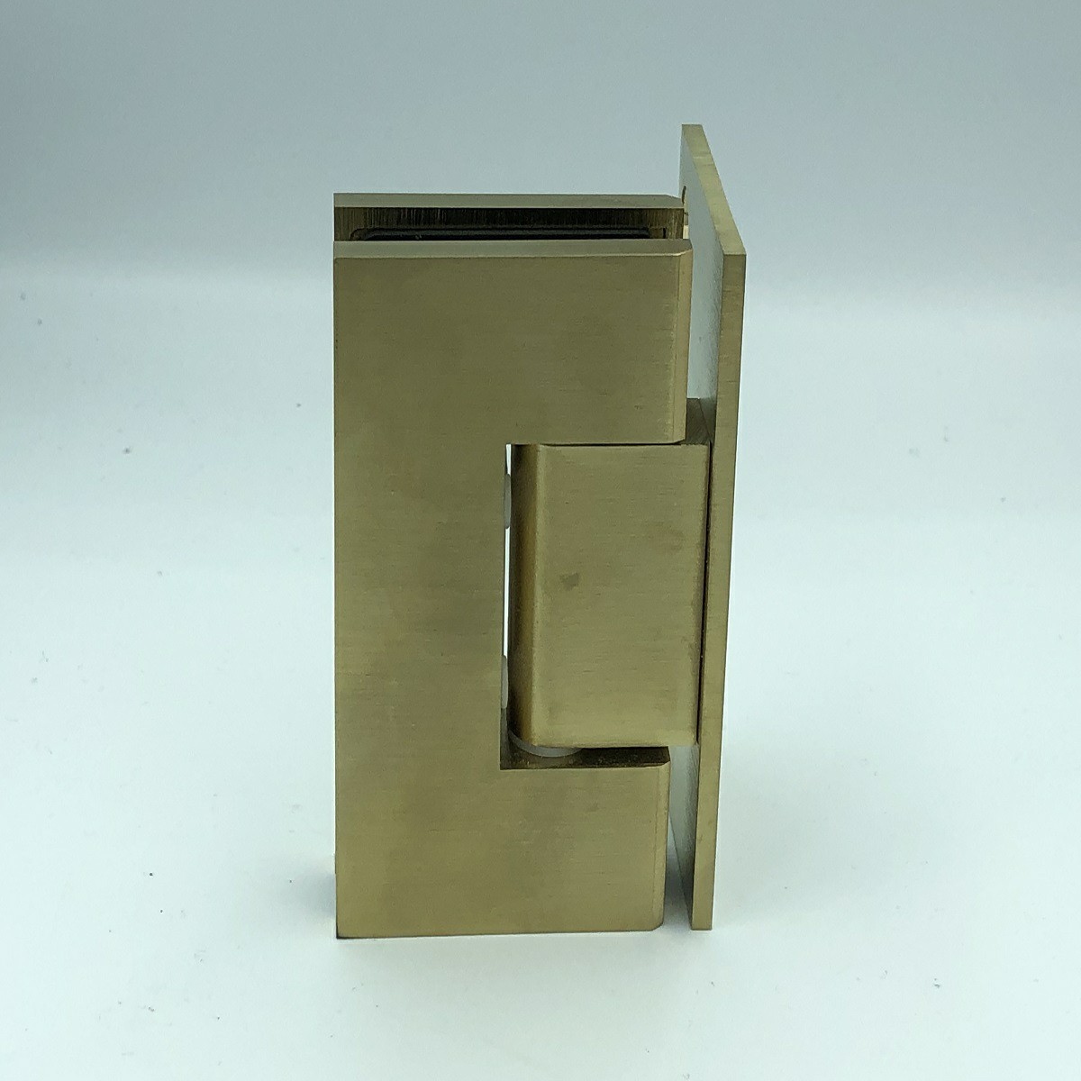 Heavy duty glass to wall L Shape hinge - Brushed Gold 